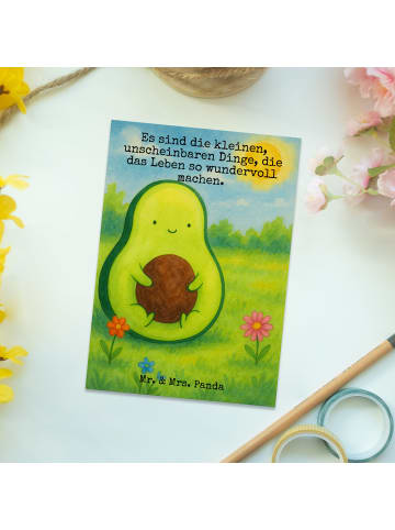 Mr. & Mrs. Panda Postkarte Avocado Kern Design mit Spruch in Weiß