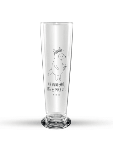 Mr. & Mrs. Panda Trinkglas Fuchs Blumen mit Spruch in Transparent