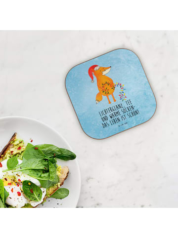 Mr. & Mrs. Panda Teeuntersetzer Fuchs Weihnachten mit Spruch in Eisblau