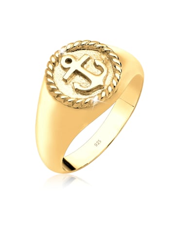 Elli Ring 925 Sterling Silber Anker, Siegelring in Gold