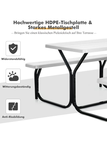 COSTWAY Bierzeltgarnitur 4 Sitzer in Weiß