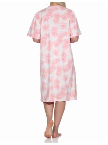 NORMANN kurzarm Nachthemd Knopfleiste am Hals - 77405 in rosa