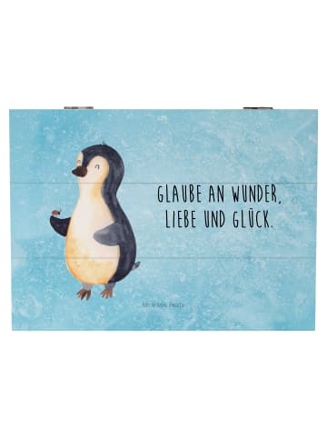 Mr. & Mrs. Panda Aufbewahrungskiste Pinguin Marienkäfer mit Spruch in Eisblau