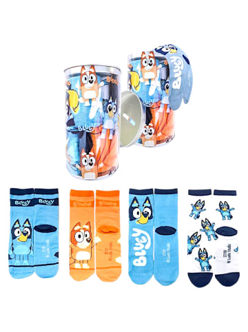 Bluey 4er - Pack Kindersocken Bluey Geschenkset mit Spardose  in Bunt