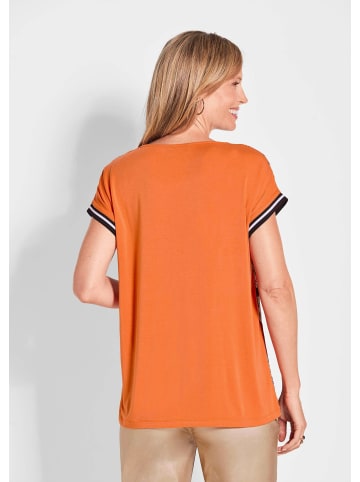 GOLDNER Blusenshirt Kurzarm Oberteil mit floralem Design in pfirsich / gemustert