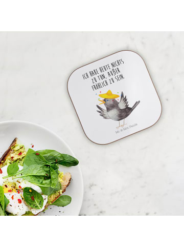 Mr. & Mrs. Panda Tischschoner Rabe Sombrero mit Spruch in Weiß