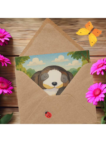 Mr. & Mrs. Panda Grußkarte Hund Entspannen Design ohne Spruch in Weiß