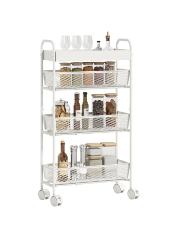 HOMCOM Küchenwagen in Weiß 43,2L x 19B x 80H cm