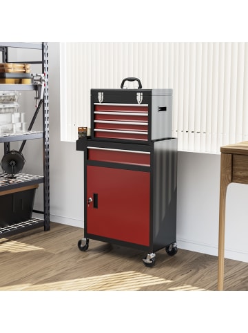 HOMCOM Werkstattwagen-60L x 28B x 102H cm-Rot