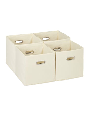 relaxdays 4 x Aufbewahrungsbox in Beige - (B)30 x (H)30 x (T)30 cm