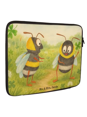 Mr. & Mrs. Panda Laptophülle Hummeln Kleeblatt Design ohne Spruch in Weiß