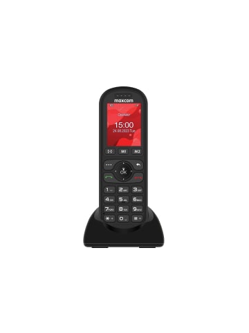 Maxcom 4G-Tischtelefon mit großem Display und einfacher Bedienung in Schwarz