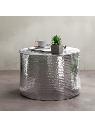 KADIMA DESIGN Couchtisch 61 x 40,5 x 61 cm Aluminium Beistelltisch in Silbern