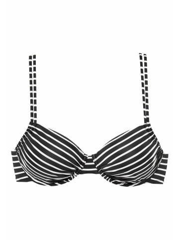 S. Oliver Bügel-Bikini-Top in schwarz-weiß-gestreift