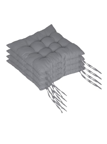 relaxdays 4 x Stuhlkissen in Grau - 40 x 40 cm