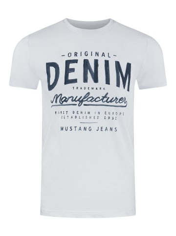 Mustang T-Shirt Basic Print Tee in Weiß