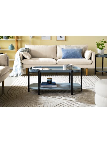 home24 home24 Couchtisch aus lackiertem MDF & massiven Eichenbeinen in Blaugrau in Blaugrau