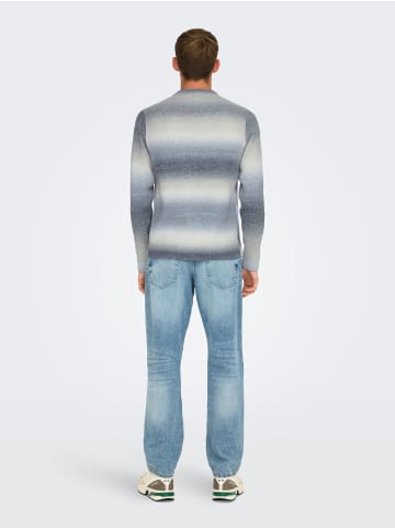 Only&Sons Strickpullover Rundhals Flachstrick Regular Fit in Grau
