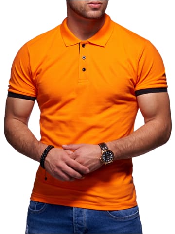 Style Division Poloshirt - für Herren in Piqué-Qualität Polohemd in Orange-Schwarz