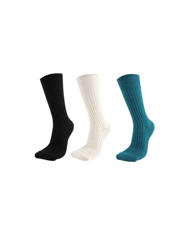 MUNADUNA 3er-Set Classic Socken in Schwarz/Weiß/Türkis 35-39