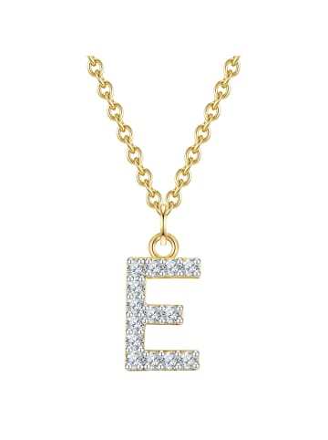 Glanzstücke München Halskette Buchstabe E Sterling Silber Zirkonia in gelbgold