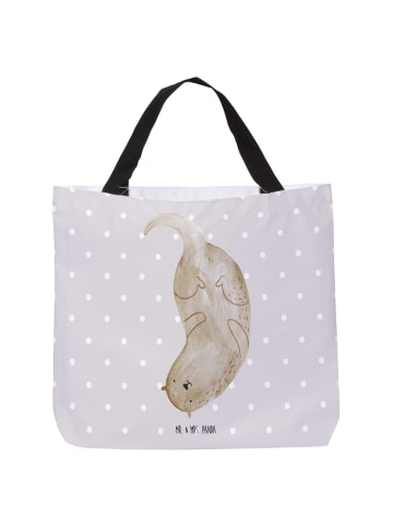 Mr. & Mrs. Panda Tote Bag Otter Kopfüber ohne Spruch in Grau Pastell