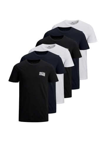 Jack & Jones T-Shirt 6er Pack in Weiß/Marineblau/Schwarz