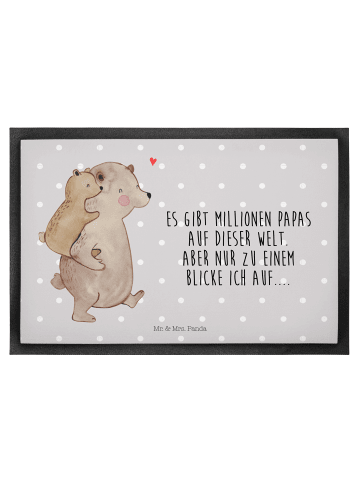 Mr. & Mrs. Panda Schmutzfangteppich Papa Bär mit Spruch in Grau Pastell