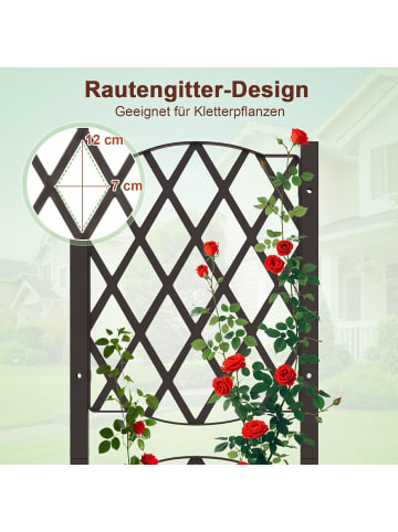 COSTWAY Blumenkasten mit Rankgitter 40x40x122cm in Braun