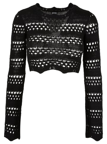 Urban Classics Urban Classics Damen Ladies Cropped Crochet Knit Sweater in black