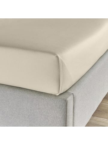 Traumschlaf Spannbettlaken Feinbiber Haustuch Bettlaken in ecru