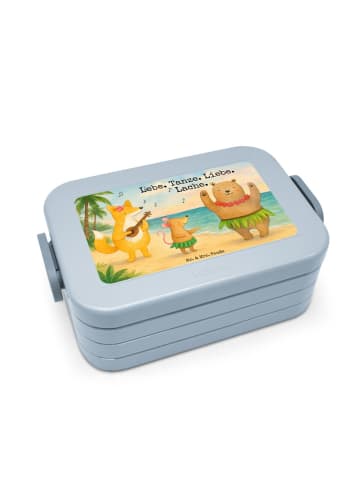 Mr. & Mrs. Panda Lunchbox Waldtiere Aloha Design mit Spruch in Blau Pastell