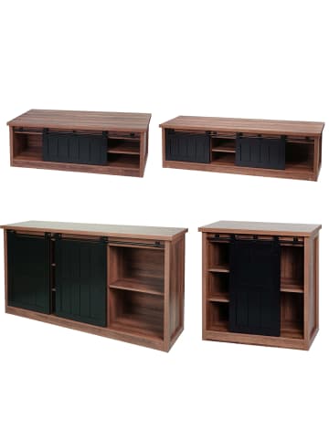 MCW Wohnzimmerset aus Schrank TV-Rack und Kommode K75, Braun