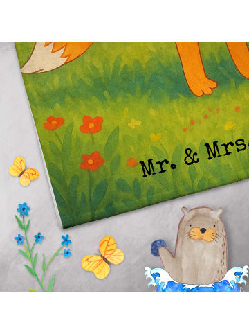 Mr. & Mrs. Panda Handtuch Klein Fuchs Blumen Design ohne Spruch in Weiß
