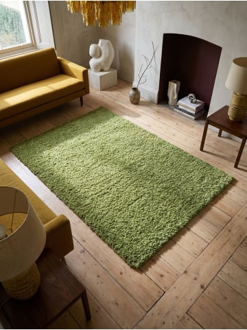 KADIMA DESIGN Teppich Hochflor Shaggy Waschbar Einfarbig RHEIN Strapazierfähig in Grün