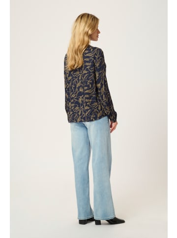 Kaffe Langarm-Bluse KAelse Regular fit in Brindle/Midnight Doodle Print