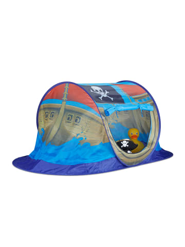 relaxdays Pop-Up Piratenschiff in Blau - (B)170 x (H)68 x (T)85 cm