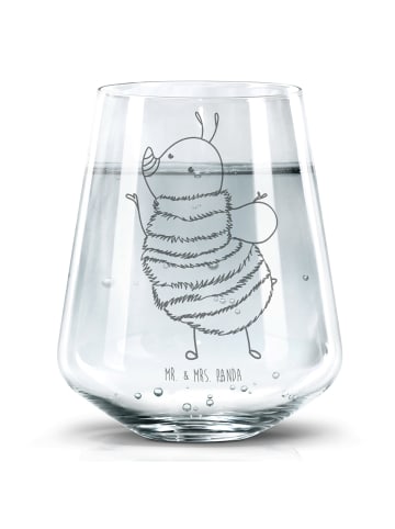 Mr. & Mrs. Panda Gravur Glas Hummel flauschig ohne Spruch in Transparent