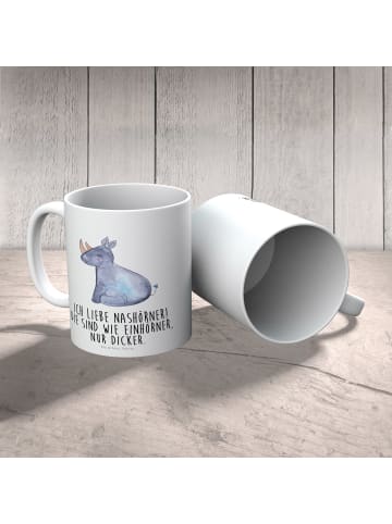 Mr. & Mrs. Panda Kindertasse Einhorn Nashorn mit Spruch in Weiß