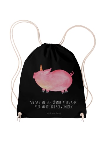 Mr. & Mrs. Panda wander rucksack Einhorn Schwein mit Spruch in Schwarz