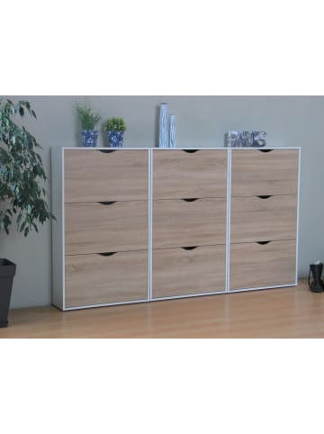 ebuy24 Schuhschrank Napoli Weiß 211 x 24 cm