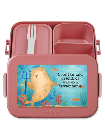 Mr. & Mrs. Panda Brotdose Sternzeichen Wassermann Design mit Spruch in Rot Pastell