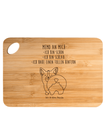 Mr. & Mrs. Panda Frühstücksbrettchen Corgi Po mit Spruch in Braun
