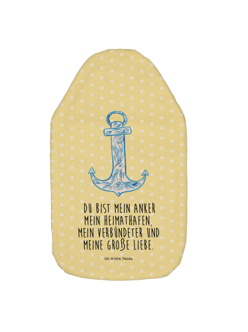 Mr. & Mrs. Panda Wärmekissen Anker Blau mit Spruch in Gelb Pastell