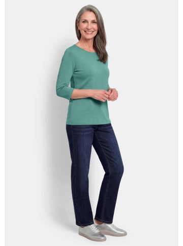 GOLDNER Basic Shirt mit U-Boot-Ausschnitt in graugrün