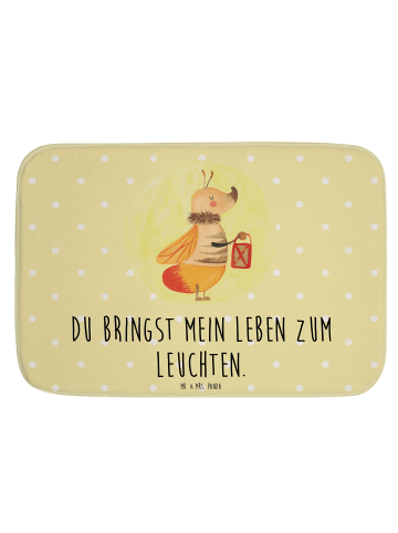 Mr. & Mrs. Panda Badematte Glühwürmchen mit Spruch in Gelb Pastell