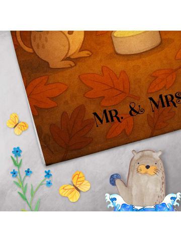 Mr. & Mrs. Panda Handtuch Kürbis Maus Design mit Spruch in Weiß