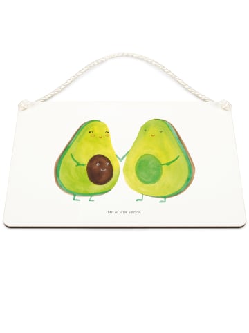 Mr. & Mrs. Panda Holzschild Avocado Pärchen ohne Spruch in Weiß