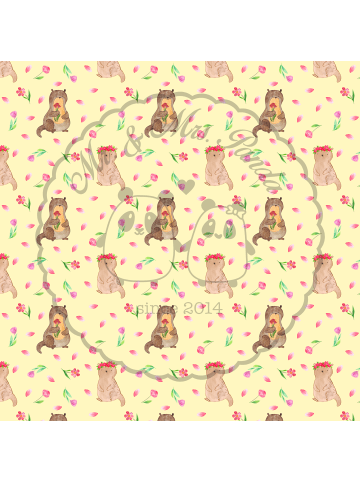 Mr. & Mrs. Panda Servier Tablett Otter Blumenstrauß ohne Spruch in Gelb