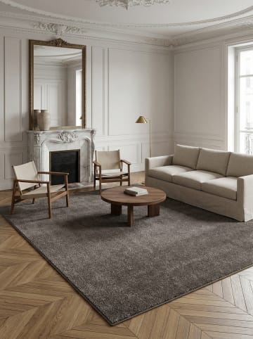 KADIMA DESIGN Teppich Kurzflor Uni Polypropylen Wohnzimmer in Mokka